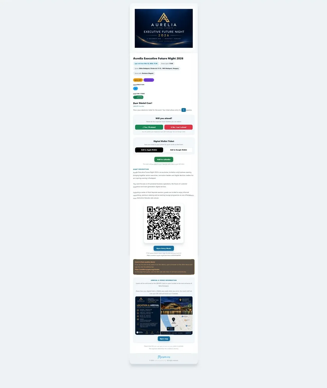 Invitation & digital ticket